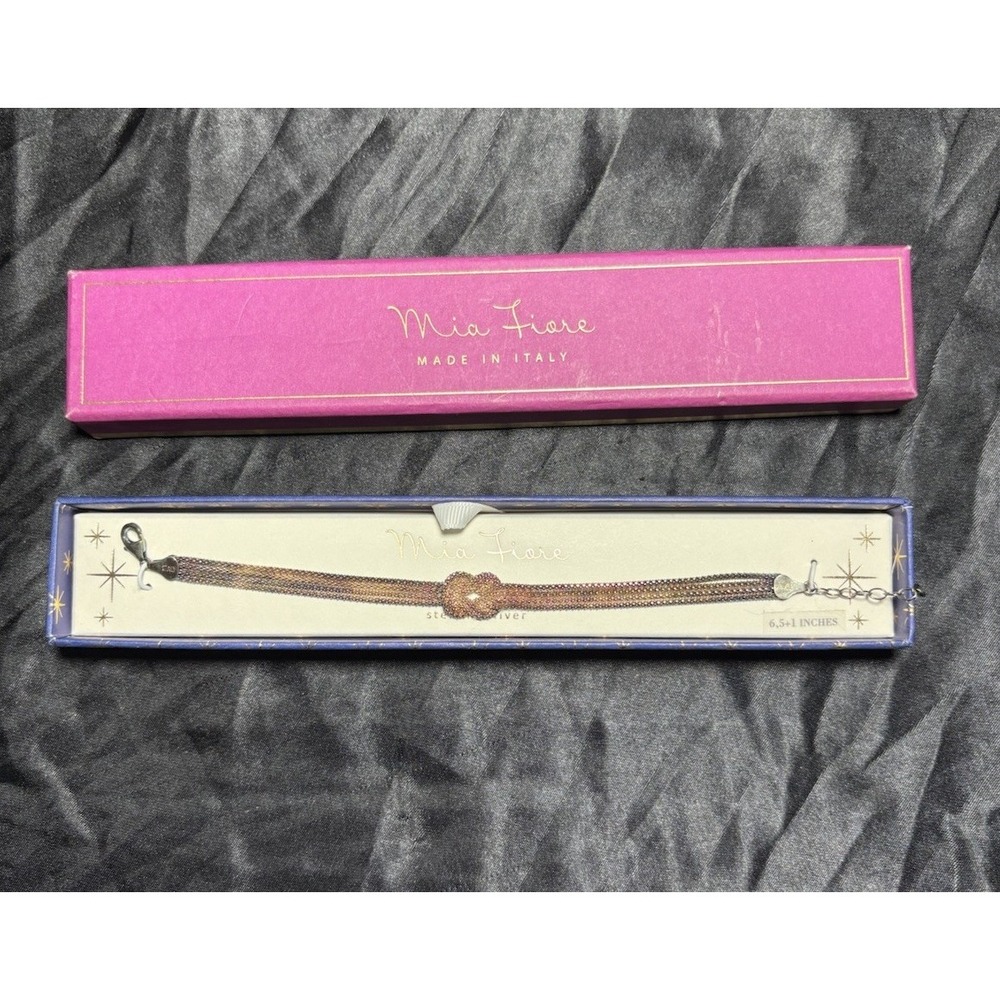 Mia Fiore Italy Sterling Silver Bracelet Gold Vermeil MultiStrand Knot Design6.5